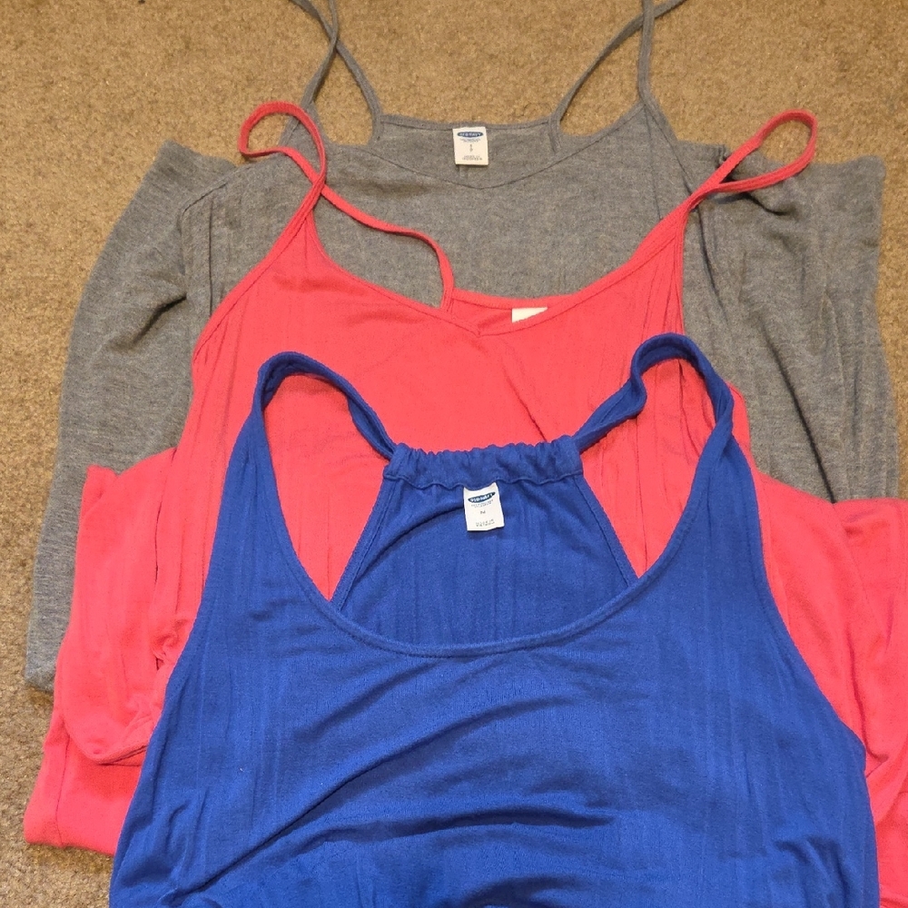 Old Navy Women's Camisoles in Blue, Pink, and Gray